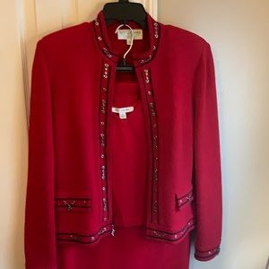 St. John Collection by Marie Grey, Blazer, Skirt and cami.  Beautiful color Red